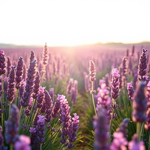 Champ de lavande en fleurs sous le soleil d'été