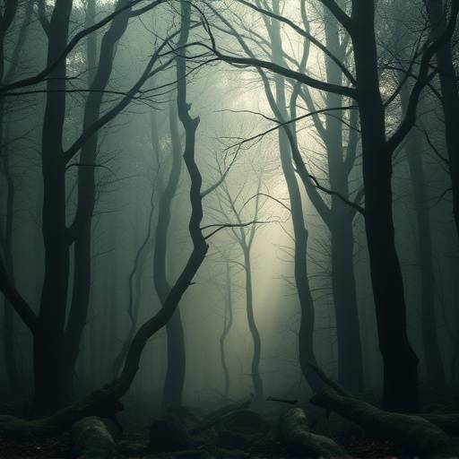 Forêt mystérieuse avec des arbres centenaires