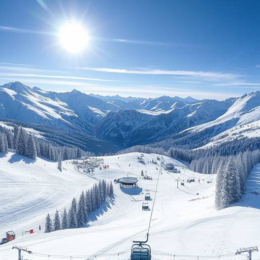 Station de ski enneigée avec des montagnes imposantes