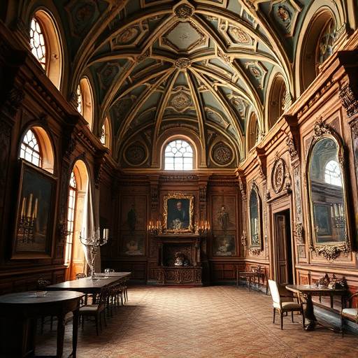 Vue du lieu de tournage 1, intérieur du château, salon Talleyrand