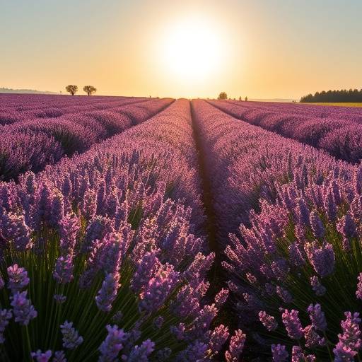 Vue du lieu de tournage 6 : Champs de lavande en fleurs sous le soleil d'été